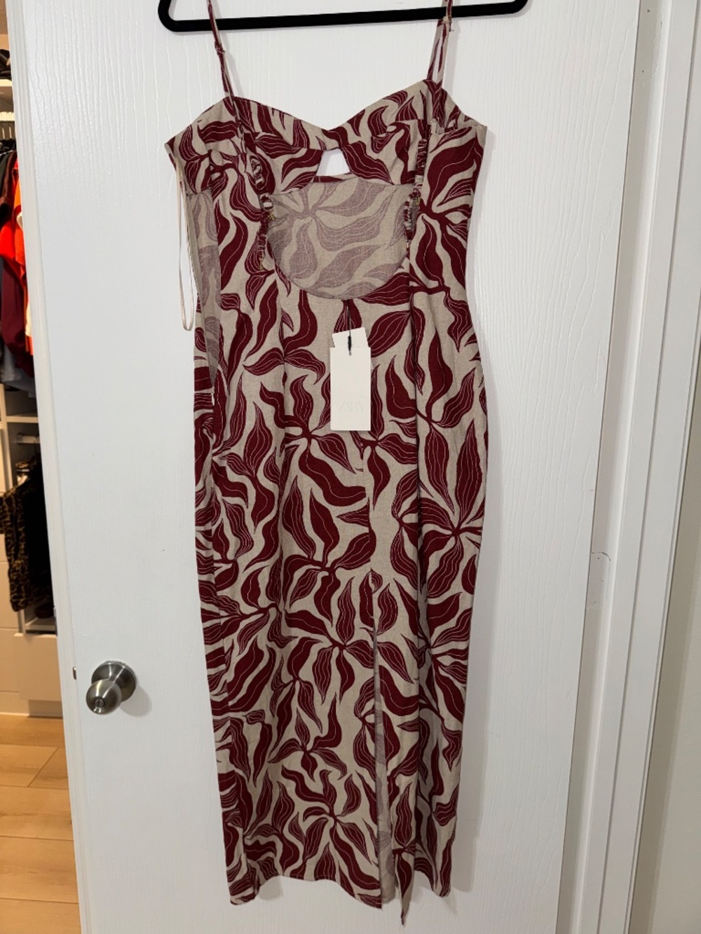 Zara PRINTED RUSTIC LINEN MIDI DRESS - Picture 2 of 5